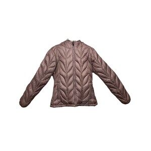 Eddie Bauer Jacket Womens Small Violet Hooded Down Puffer Quilted Lightweight